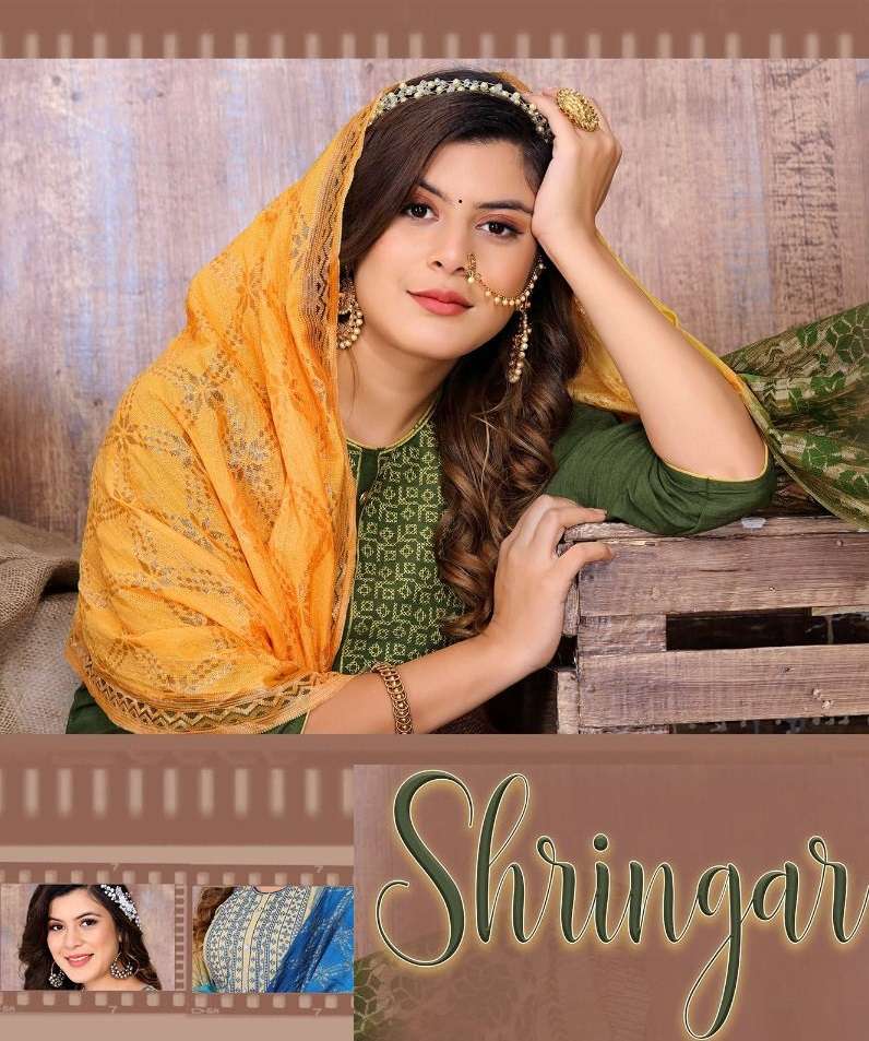 SHRINGAR VOL 1 BY RIYAA BRAND LIQUID RAYON EMBROIDERY WORK KURTI WITH RAYON FANCY PATIYALA AND CORON...