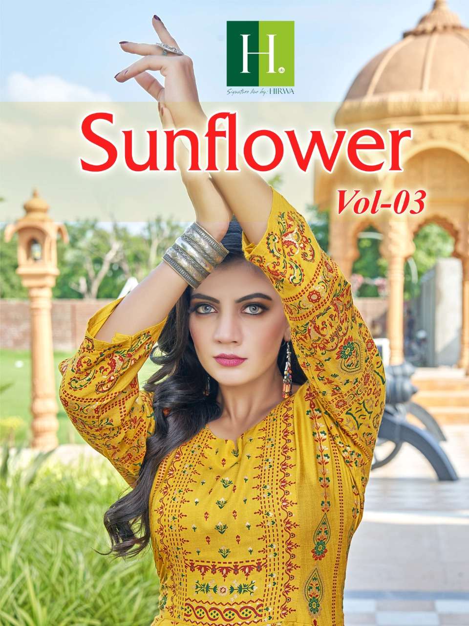 SUNFLOWER VOL 3 BY HIRWA BRAND HEAVY RAYON SLUB WITH FANCY FOIL PRINT LONG GOWN KURTI WHOLESALER AND...