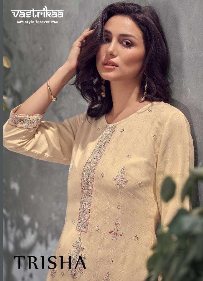 TRISHA BY VASTRIKAA BRAND VISCOSE DOBY WITH FANCY EMBROIDERY WORK KURTI WITH VISCOSE DOBY PANT AND C...