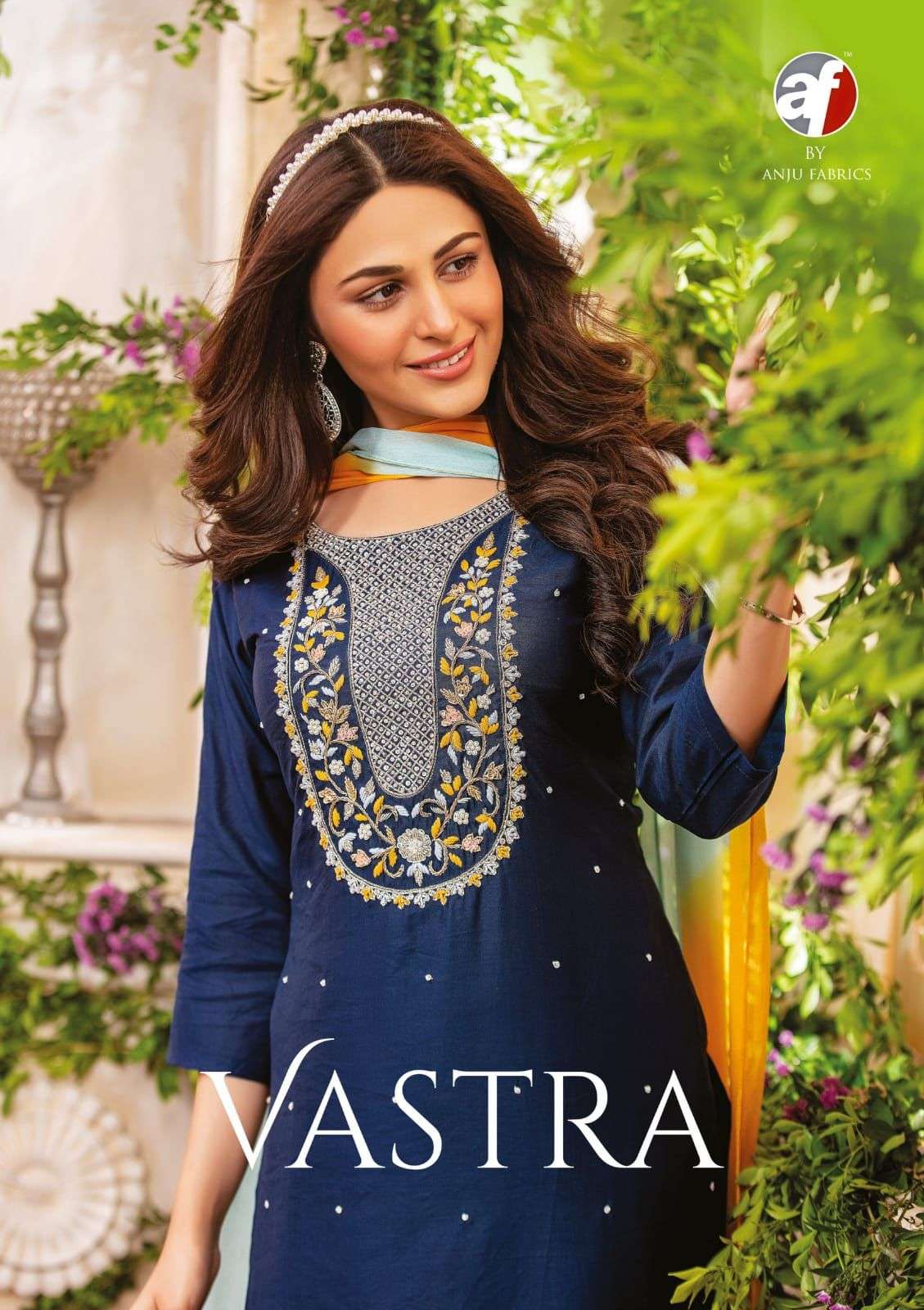 VASTRA BY AF BRAND VISCOSE CHANDERI SILK WITH PURE HAND WORK KURTI WITH JAM SATIN PANT AND HAND WORK...