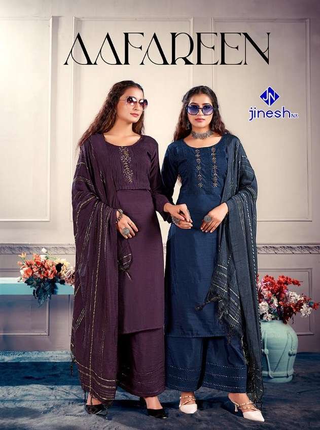 AAFREEN BY JINESH NX BRAND FABRIC SILK EMBROIDERY WORK KURTI WITH PARAMPARA SILK  WORK PANT AND FANC...