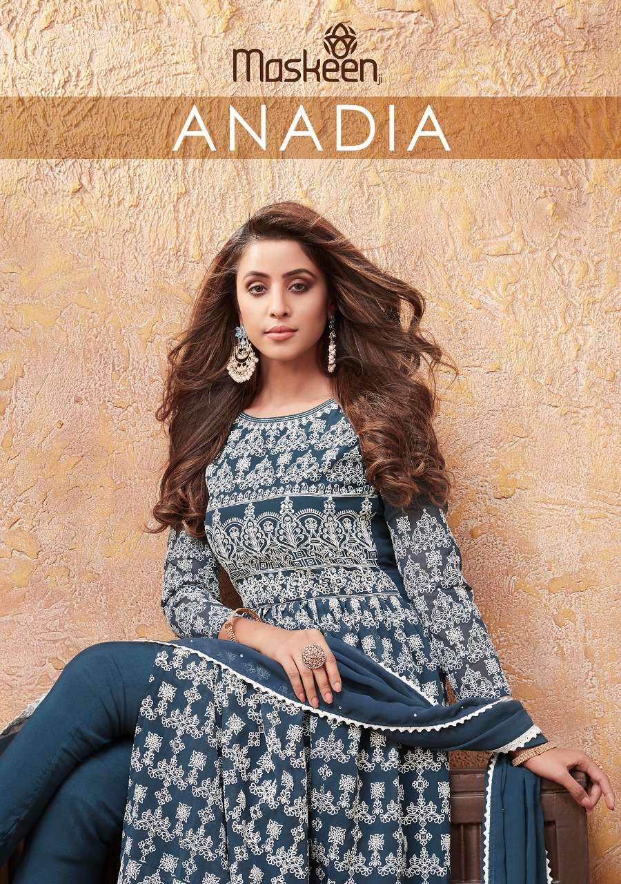 ANADIA BY MASKEENJI BRAND HEAVY PURE GEORGETTE EMBROIDERY WORK KURTI WITH FANCY PANT WHOLESALER AND ...