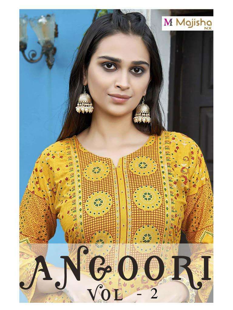 ANGOORY VOL 2 BY  MAJISHA NX BRAND FABRIC RAYON SLUB WITH FOIL PRINT LONG GOWN KURTI WHOLESALER AND ...