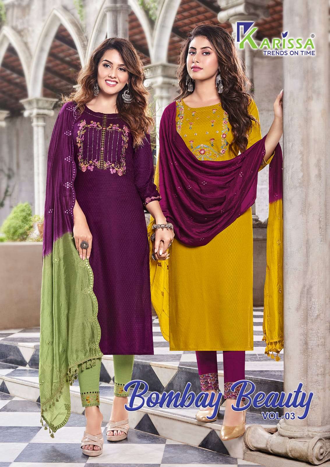 BOMBAY BEAUTY VOL-3 BY KARISSA BRAND VISCOSE PURE FANCY WEAVING THREAD WITH HANDWORK KURTI WITH RAYO...