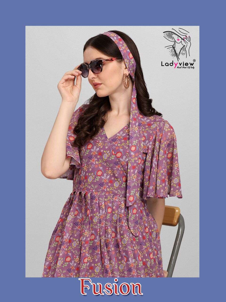 FUSION BY LADYVIEW BRAND FABRIC HEAVY GEORGETTE LONG CUT FANCY KURTI WITH  COTTON INNER  WHOLESALER ...