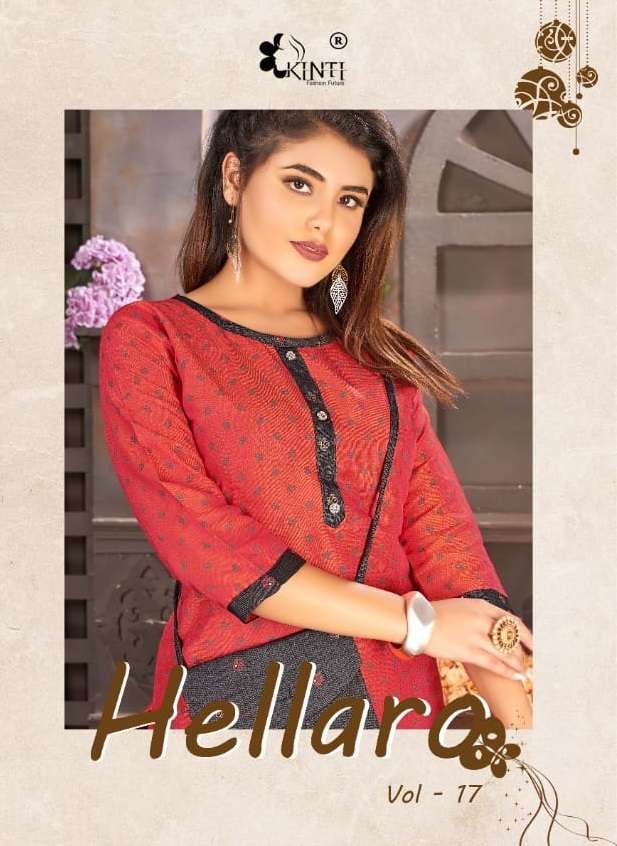  HELLARO 17 BY KINTI BRAND FABRIC RAYON  FOIL PRINT KURTI TWO TONE FANCY SKIRT WITH FANCY PURSE  WHO...