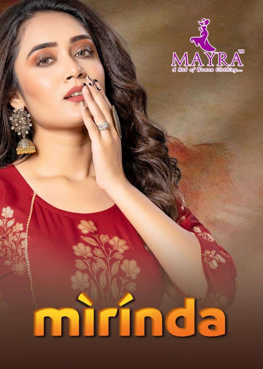 MIRINDA BY MAYRA BRAND RAYON 14KG WITH MACHINE GOLD PRINT STICHING PATTERN KURTI WHOLESALE AND DEALE...