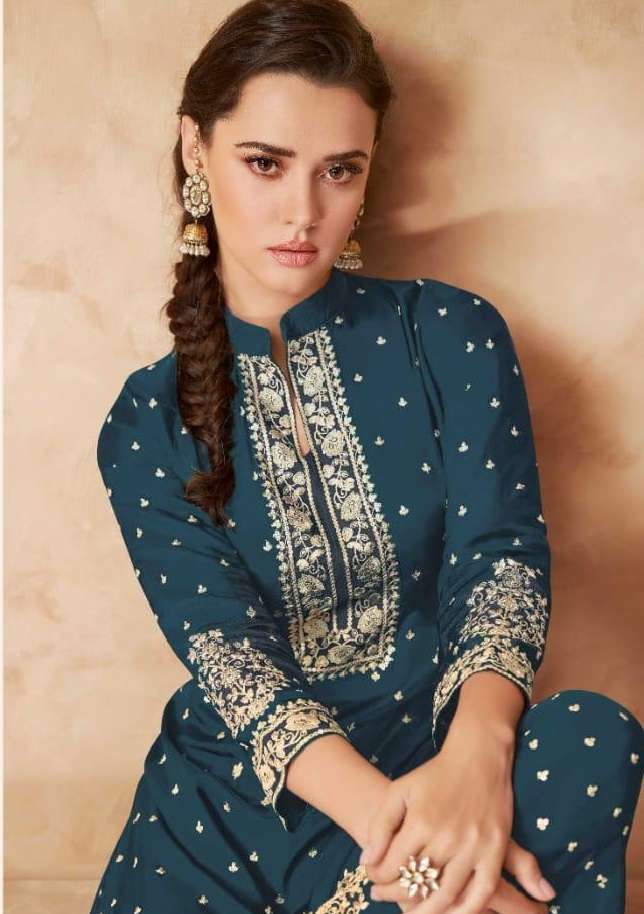 RANG SPECIAL BY GRAMO BRAND FABRIC GEORGETTE EMBROIDERYWORK FOIL PRINT KURTI WITH HEAVY WORK FULL ST...