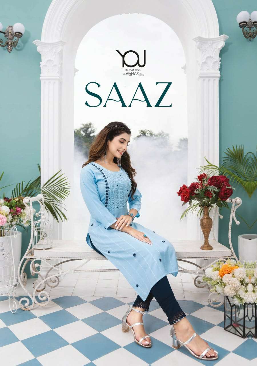  SAAZ VOL 2 BY WANNA BRAND FABRIC FANCY EMBROIDERYWORK KURTI WITH LYCRA FABRIC HEAVY ORIGINAL STRETC...