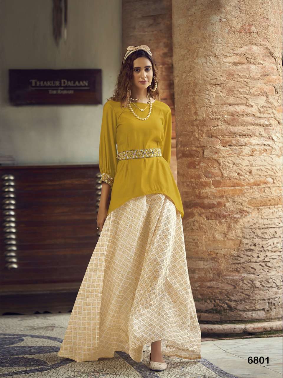  SPARKLES VOL-9 BY S3FOREVER BRAND FABRIC VISCOSE SILK KURTI WITH ART SILK ALINE SKIRT PANT AND SEPR...