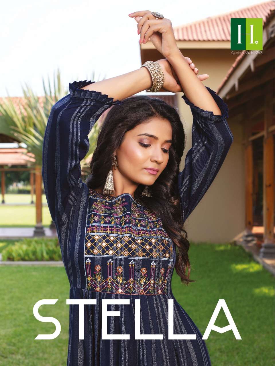 STELLA  BY HIRWA BRAND EMBROIDERY STITCHING PATTERN GOWN WHOLESALER AND DEALER 
