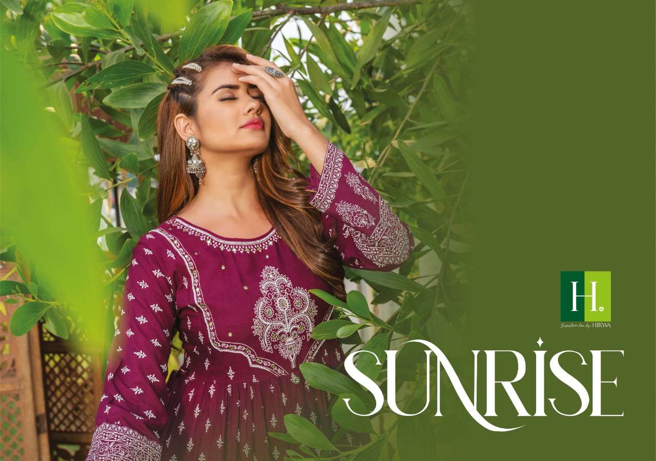 SUNRISE BY HIRWA BRAND GHERA WITH SILAI PATTERN HANDWORK KURTI WHOLESALER AND DEALER