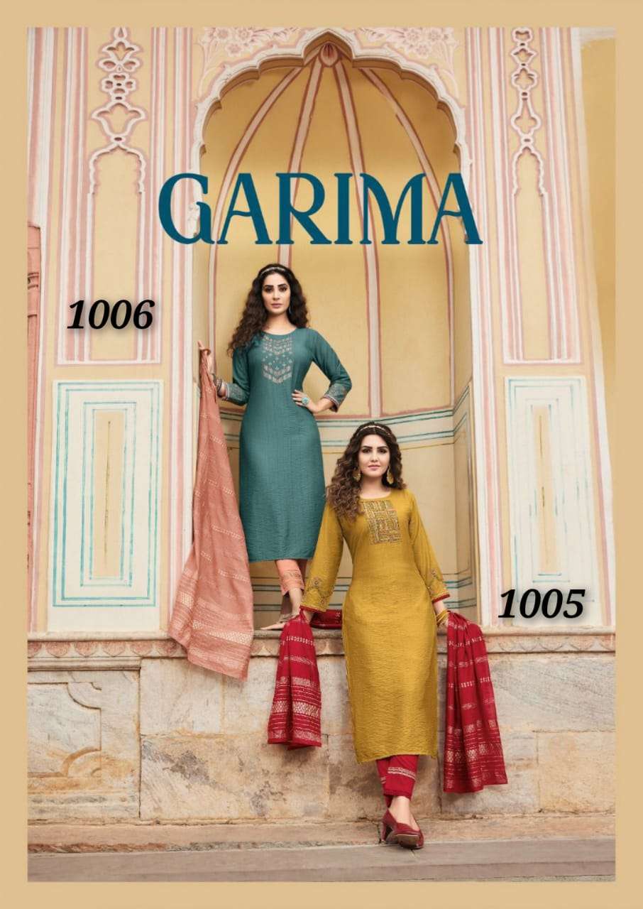  GARIMA -1 BY  KEELOO BRAND VISCOSE EMBROIDERY WITH KHATLI WORK KURTI WITH SLUB LYCRA PANT AND CHAND...