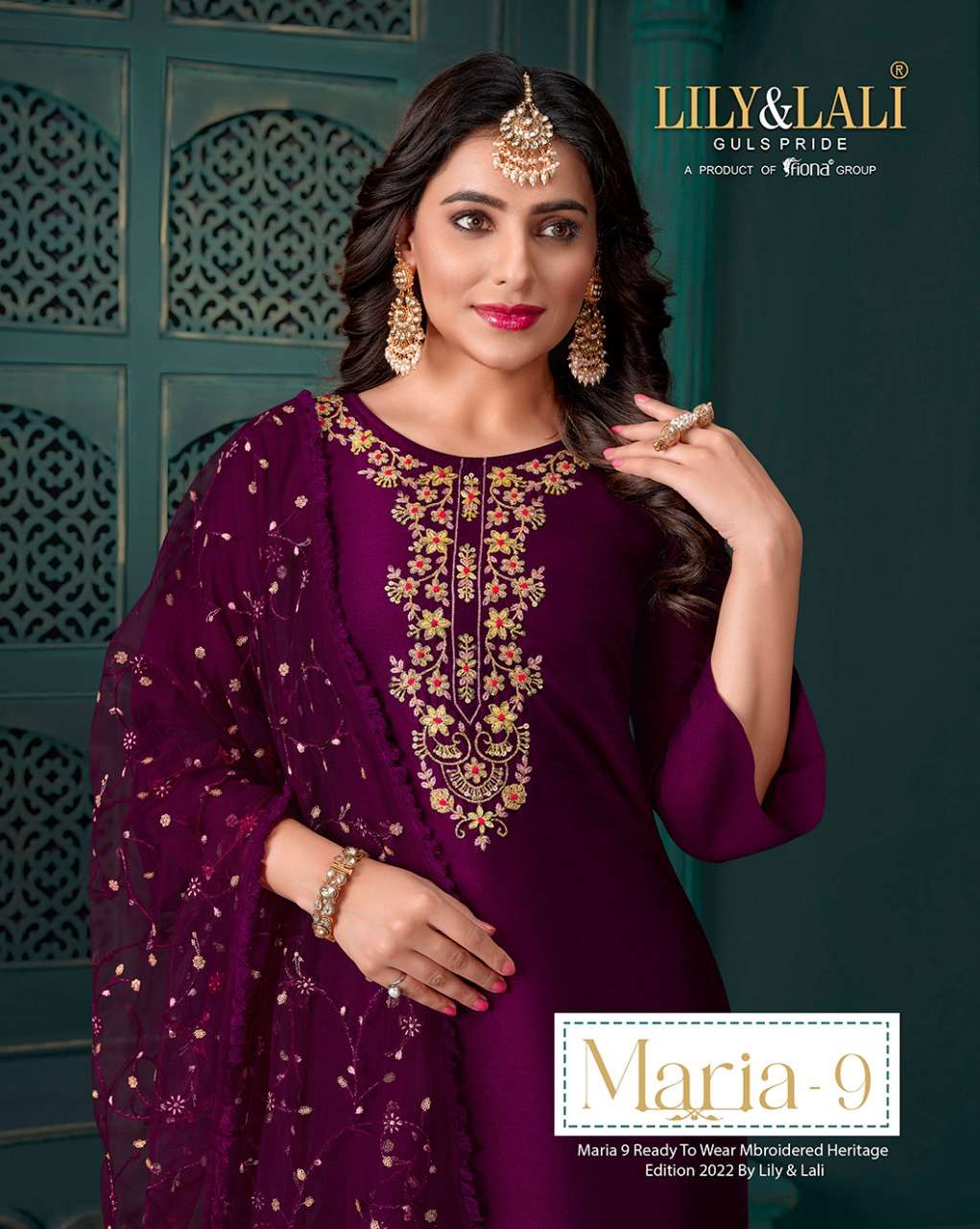 MARIA 9 BY LILY & LALI BRAND SILK HEAVY HANDWORK KURTI WITH INNER WITH HANDWORK SILK PANT AND SEQUEN...