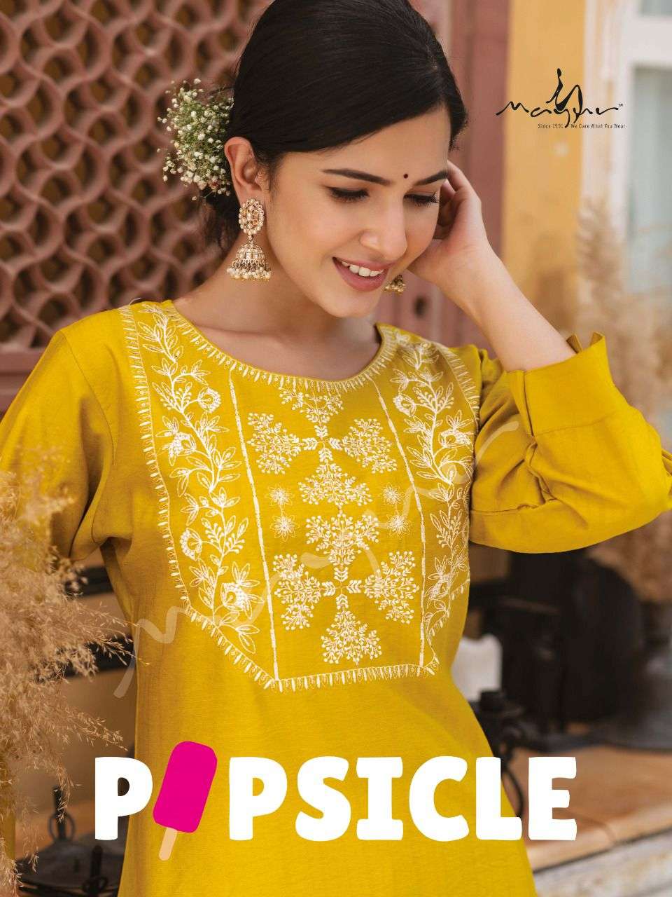 POPSICLE BY MAYUR BRAND FABRIC VISCOSE SEQUENCE, THREAD WORK KURTI AND LIVA BASED  LYCRA LACE AND SE...