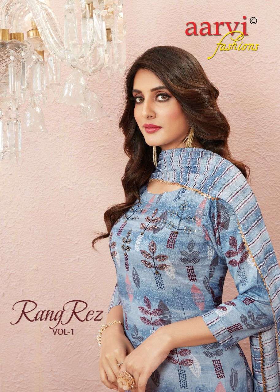  RANGREZ VOL 1 BY AARVI FASHION BRAND HANDWORK PLUS KHATLI WORK KURTI WITH PANT AND FANCY DUPATTA WH...