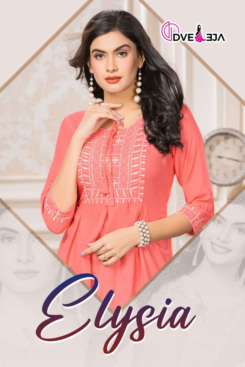 ELYSIA VOL-1 BY DVEEJA FASHION PRESENTS REYON SLUB DORI PATTERN SHORT TOPS WITH EMBROIDERY WORK IN N...