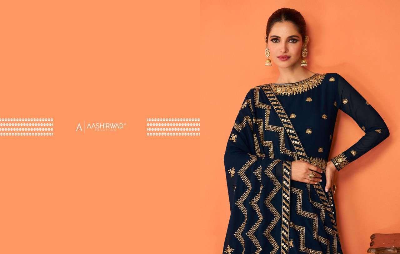 JASLEEN BY AASHIRVAD CREATION PRESENTS HEAVY DESIGNER REAL GEORGETTE  KURTI WITH SILK SANTOON INNER ...