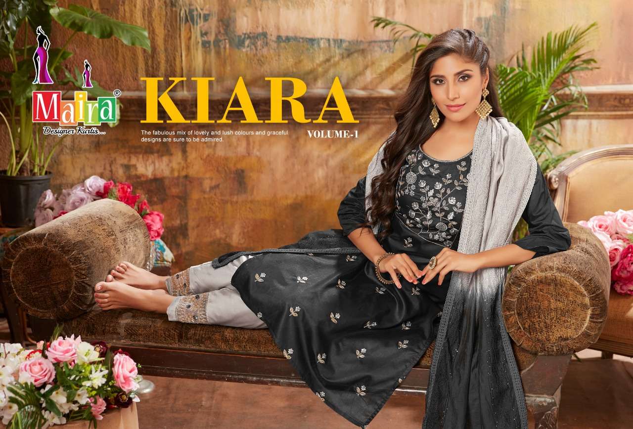 KIARA VOL 1 BY MAIRA BRAND HEAVY BOMBAY SILK WITH SEQUENCE AND HANDWORK KURTI WITH CRAPE INNER WITH ...