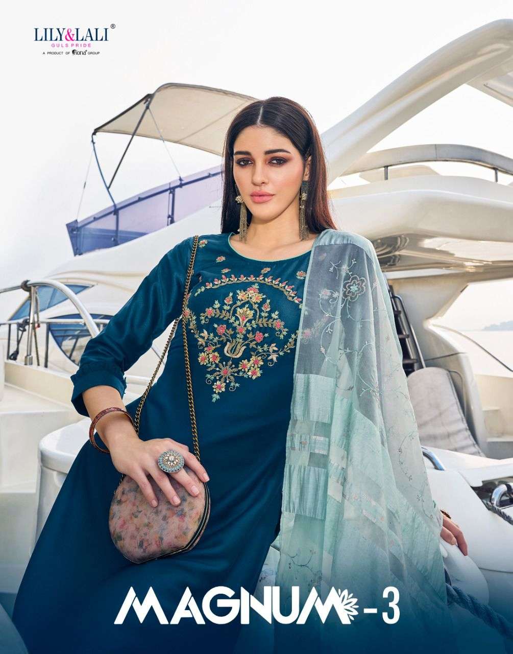 MAGNUM 3 BY LILY & LALI BRAND  PURE HANDWORK ON BEMBERG SILK KURTI WITH SILK POCKET PANT AND JACQUAR...