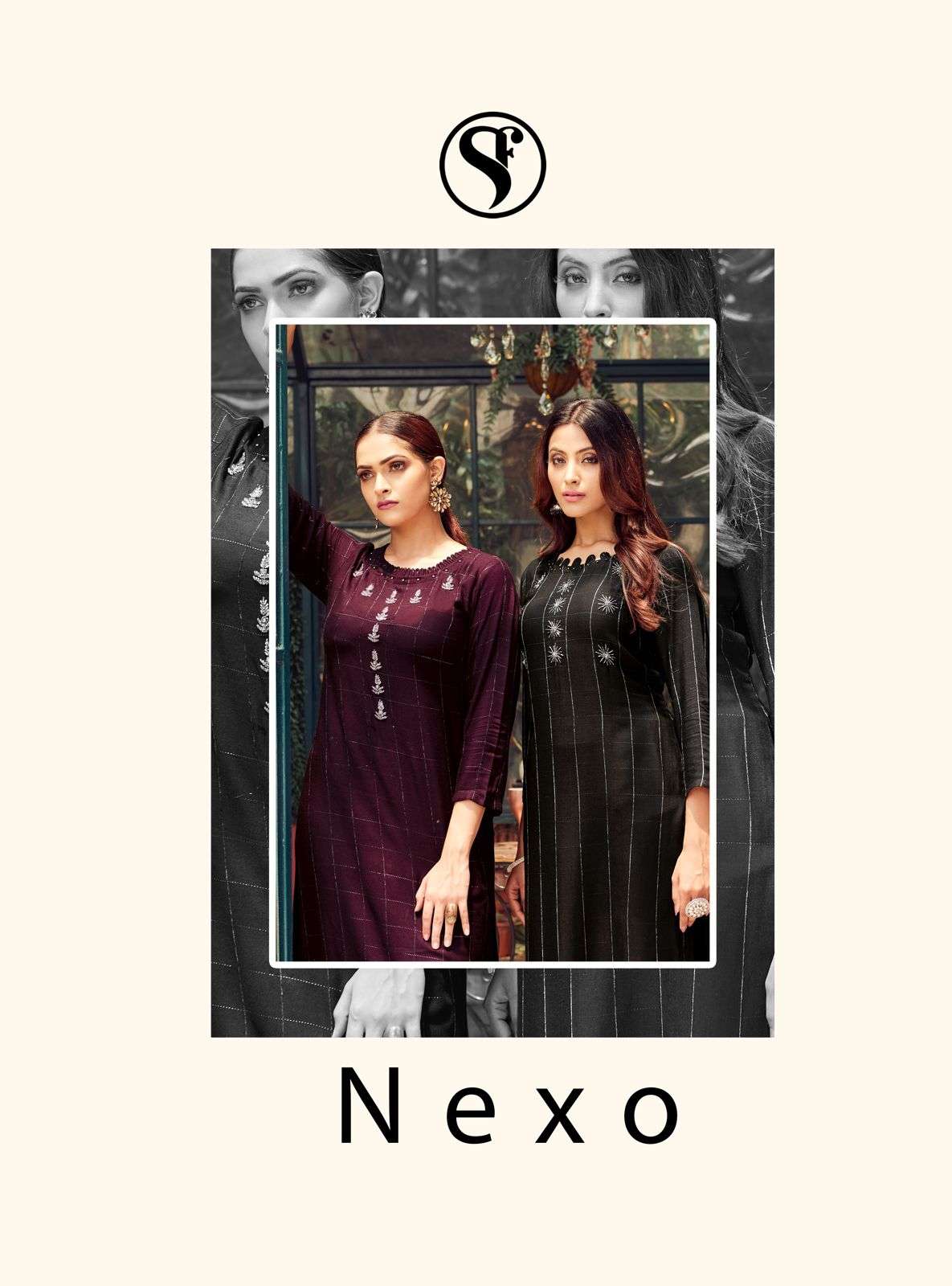 NEXO BY SWEETY FASHION BRAND FABRIC RAYON VELVET STRIPES KURTI AND FANCY PANT WHOLESALER AND DEALER