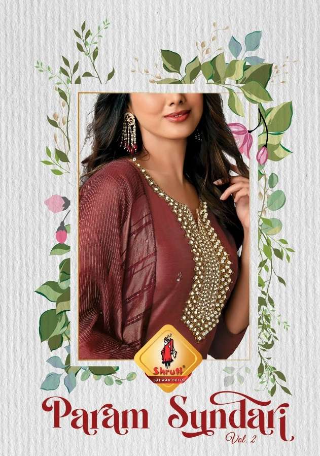 PARAM SUNDARI VOL 2 BY SHRUTI SUITS BRAND PURE SILK VISCOSE WITH HAND ZARDOZI KURTI WITH COTTON SATI...