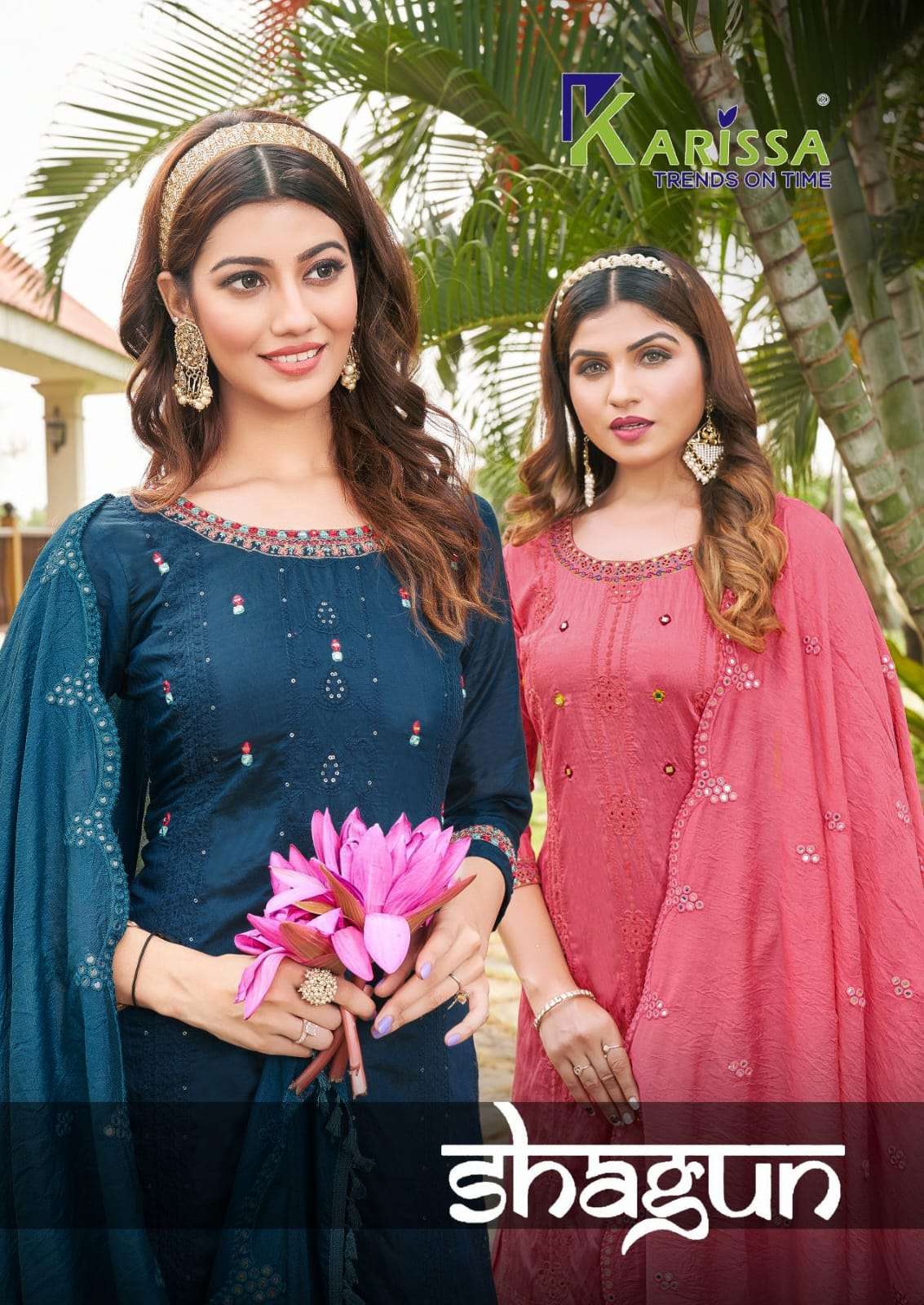 SHAGUN BY KARISSA BRAND  PURE VISCOSE SILK LUCKNOWI AND THREAD WORK KURTI WITH COTTON MALL INNER WIT...