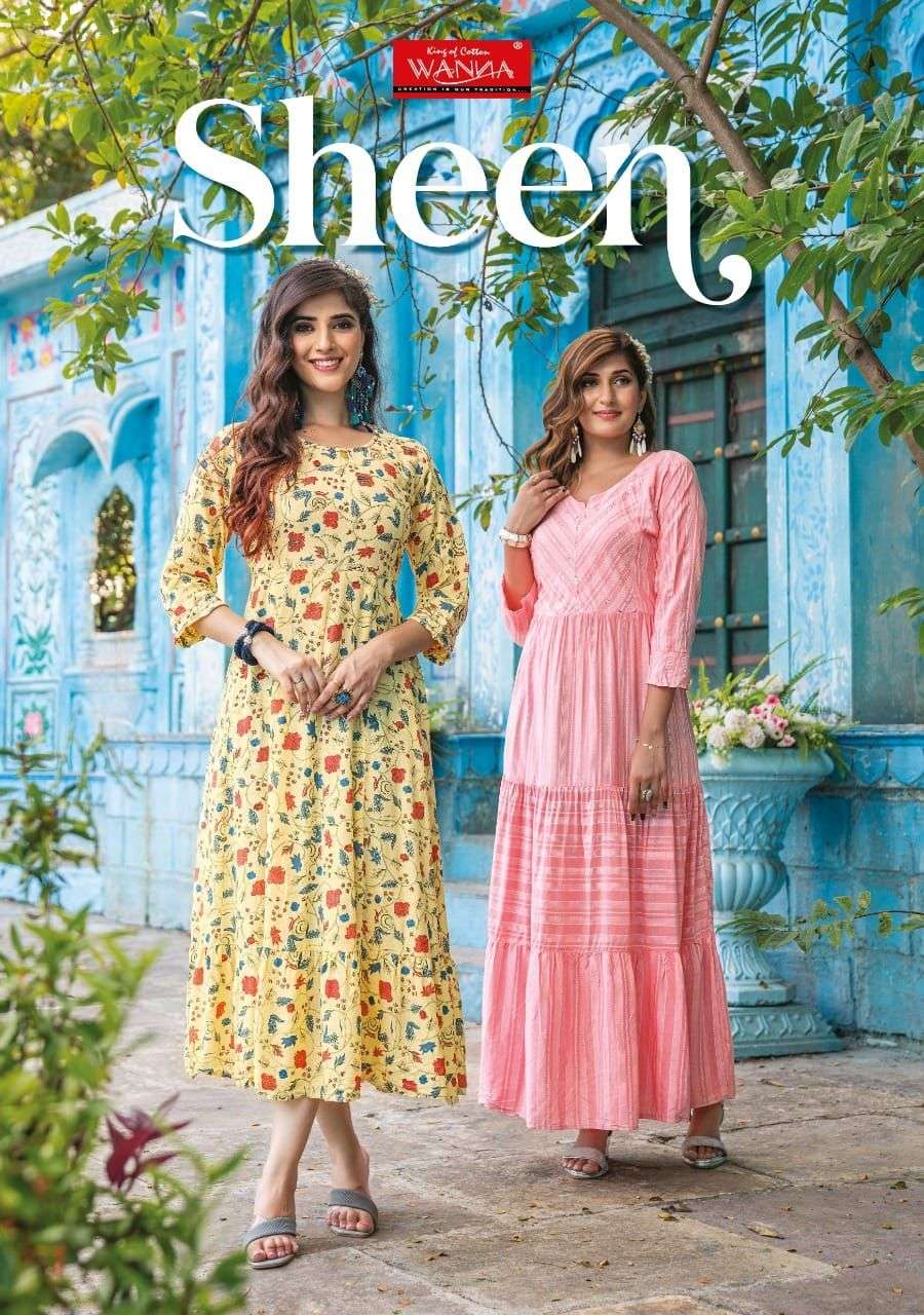 SHEEN BY WANNA BRAND HEAVY RAYON WITH CLASSY AND FANCY PRINT LONG GOWN KURTI WHOLESALER AND DEALER
