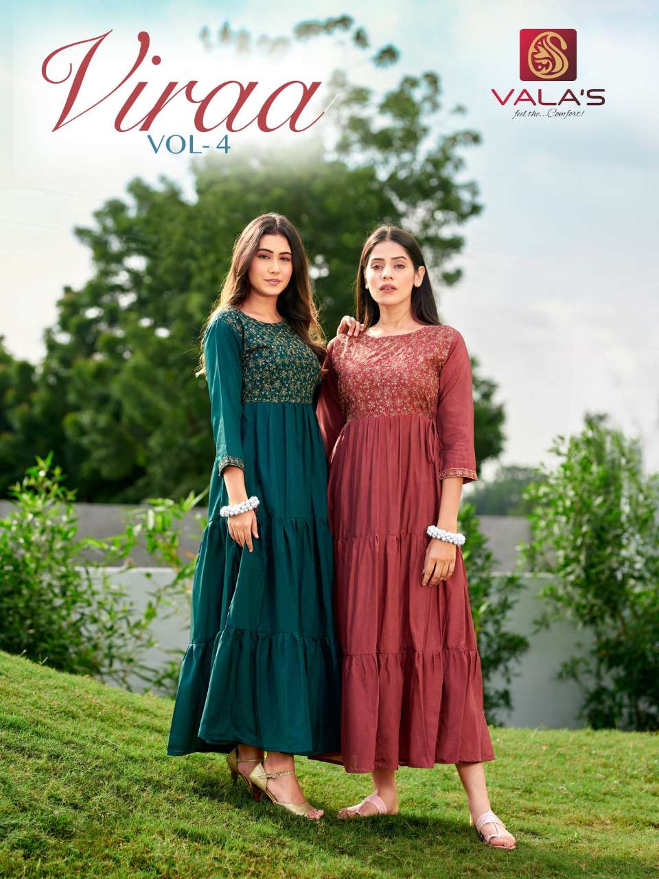 VEERA VOL 4 BY VALAS BRAND PLAIN FANCY SILK WITH SEQUENCE WORK LONG GOWN KURTI WHOLESALER AND DEALER