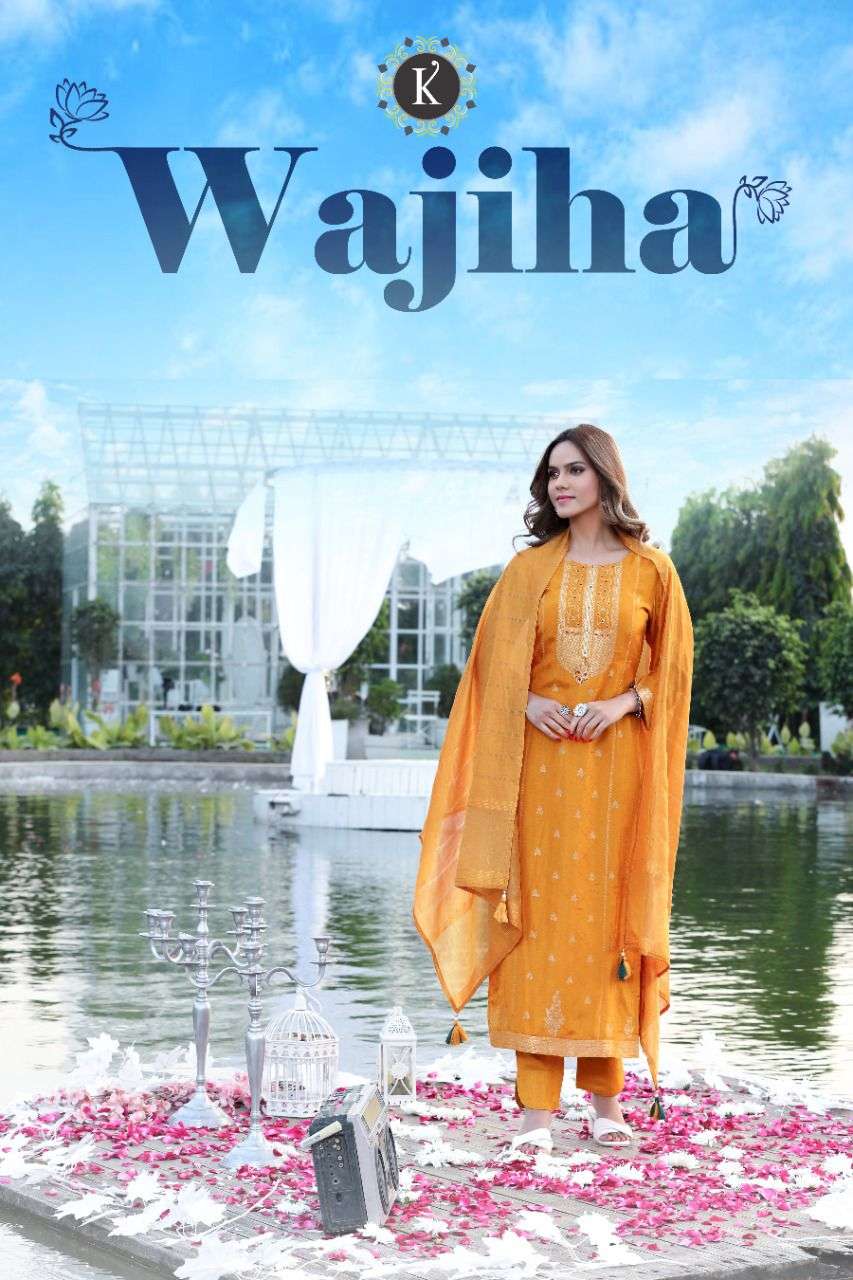 WAJIHA BY K- FASHION BRAND PURE VISCOSE JACQUARD WEAVING HAND WORK KURTI WITH SILK PANT AND VISCOSE ...