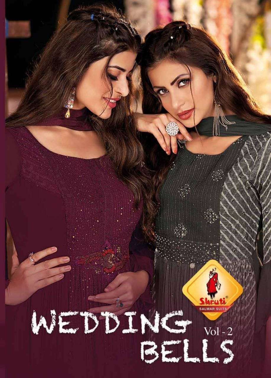 WEDDING BELLS VOL 2 BY SHRUTI SUITS BRAND VISCOSE GEORGETTE AND CHINON WITH  HANDWORK AND THREAD EMB...
