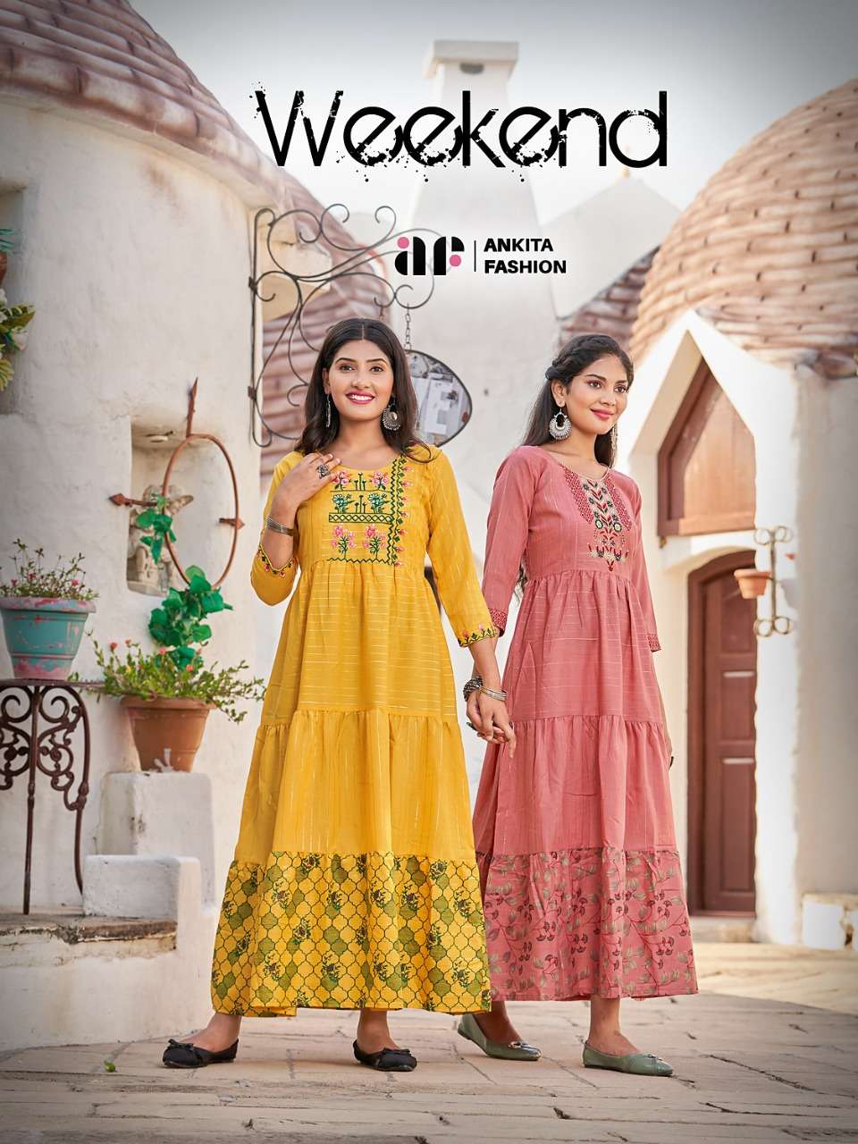 WEEKEND BY ANKITA FASHION BRAND COTTON WITH HEAVY EMBROIDERY WORK ANARKALI LONG GOWN KURTI WHOLESALE...