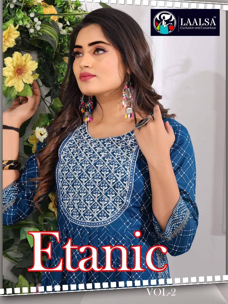 ETANIC VOL 2 BY LAALSA BRAND - HEAVY RAYON PRINTED COMPUTER WORK NAIRA CUT KURTI WITH HEAVY RAYON PA...