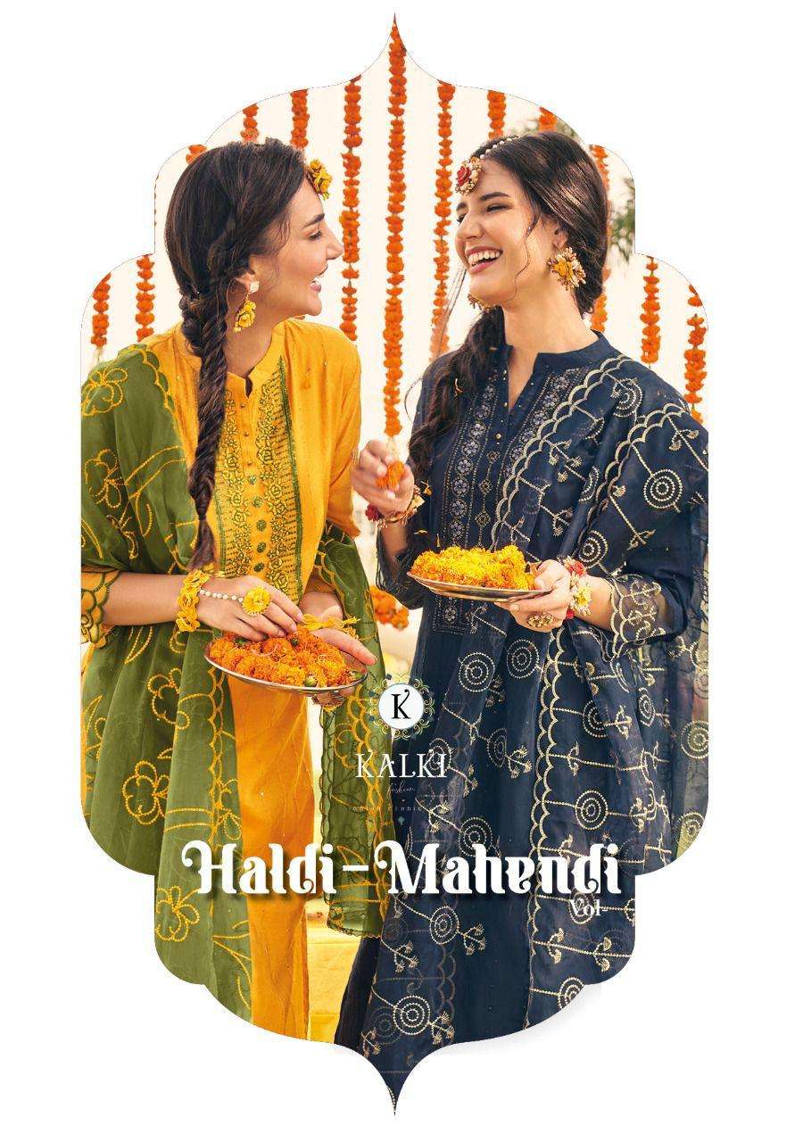 HALDI MAHENDI VOL-4 BY KALKI FASHION BRAND - VISCOSE SEQUENCE PATTERN HAND WORK AND FANCY WORK KURTI...