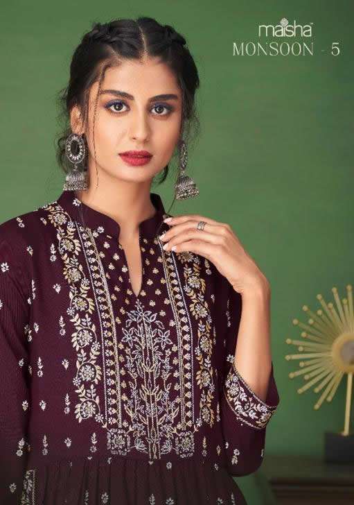 MONSOON VOL 5 BY MAISHA BRAND - HEAVY PURE RAYON DIGITAL PRINT KURTI AND MASLEEN SALWAR OR PLAZO WIT...