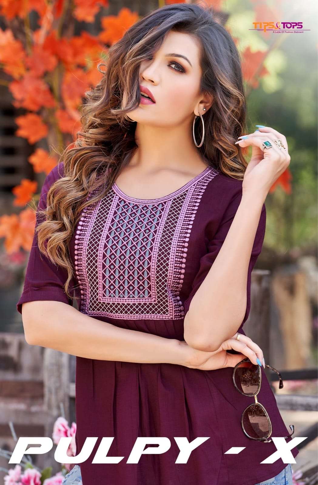 PULPY VOL 10 BY TIPS & TOPS BRAND PRESENTS HEAVY REYON SLUB EMBROIDERY WORK FANCY SHORT TOPS WITH E...