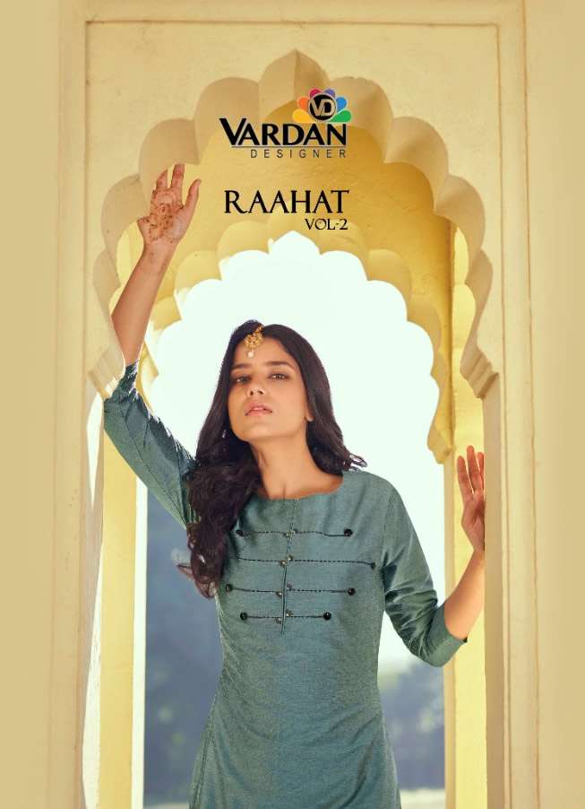 RAHAT VOL 2 BY VARDAN DESIGNER BRAND PRESENTS ROMAN SILK EMBROIDERY WORK INNER STICHED KURTI WITH RO...