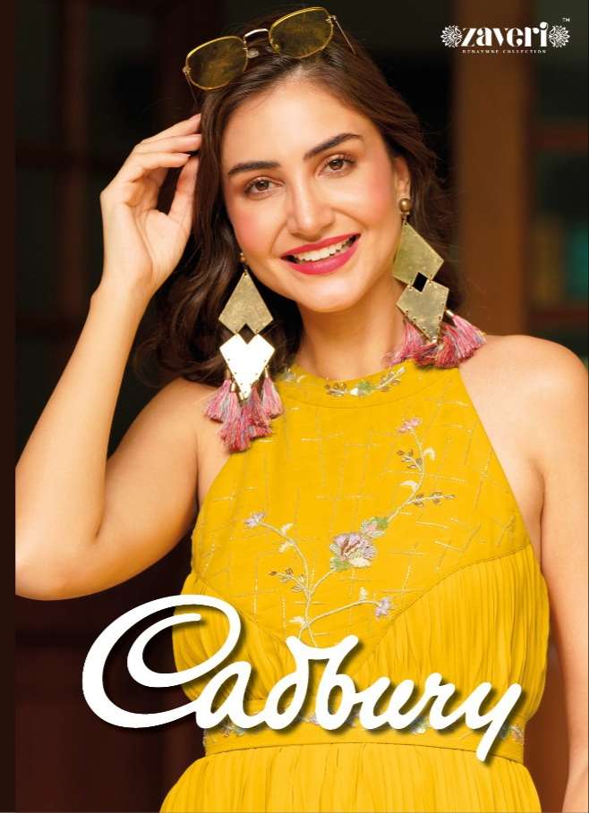 CADBURY BY ZAVERI BRAND PRESENTS PARTY WEAR GEORGETTE HANDWORK OR KHATALI WORK DESIGNER GOWN WITH KH...