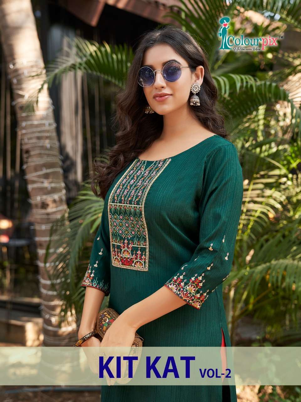 KIT KAT VOL 2 BY COLOURPIX BRAND PRESENTS HEAVY WEAVING FANCY RAYON EMBROIDERY AND HAND WORK KURTI W...