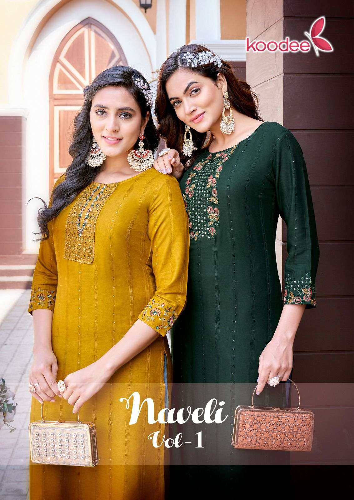 KOODEE-  NAVELI-1 - KURTI WITH PENT HEAVY REYON WITH WEAVING SEQUENCE WHOLESALER AND DEALER