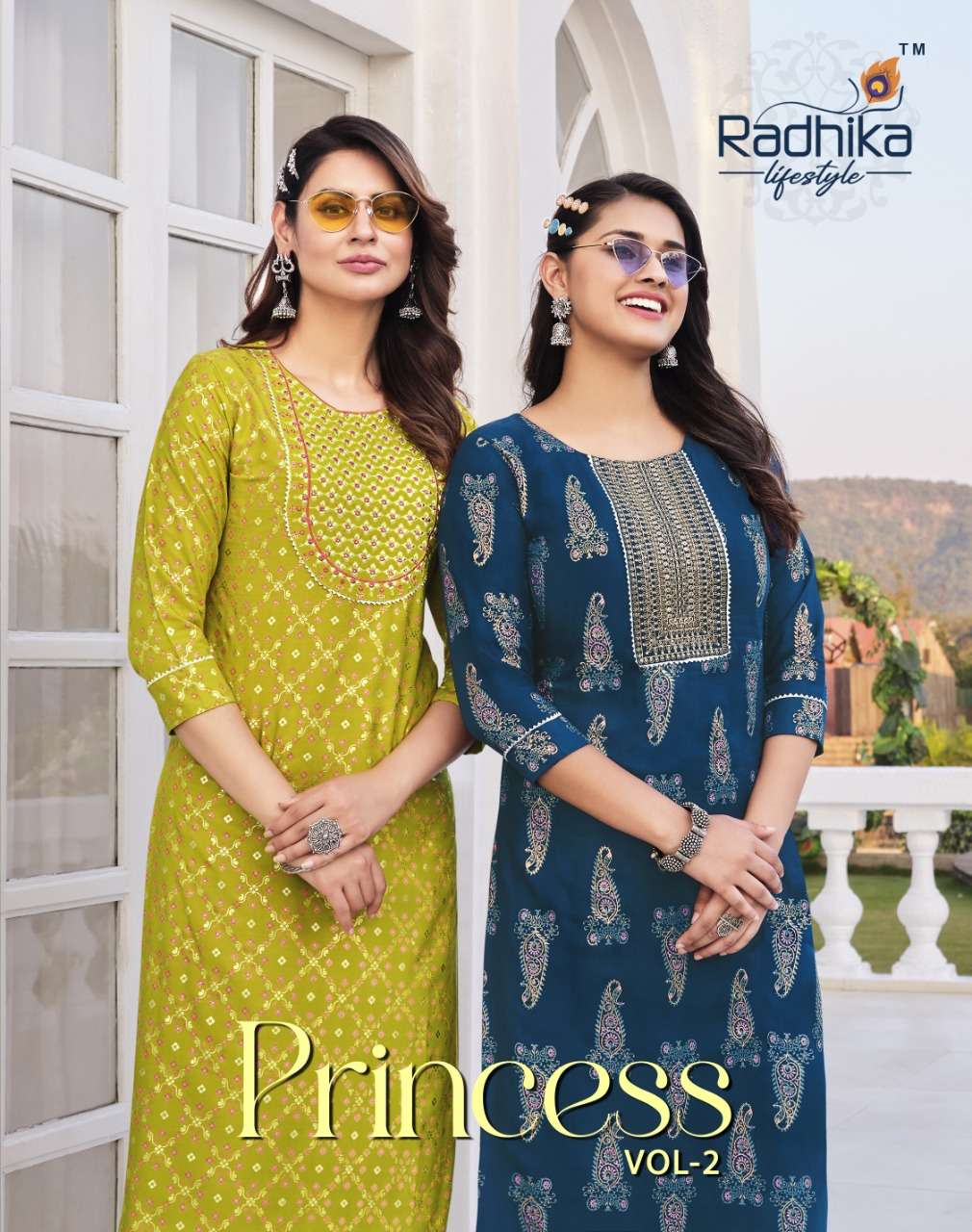 PRINCESS VOL 2 BY RADHIKA BRAND RAYON WITH EMBROIDERY WORK KURTI WHOLESATER AND DEALER