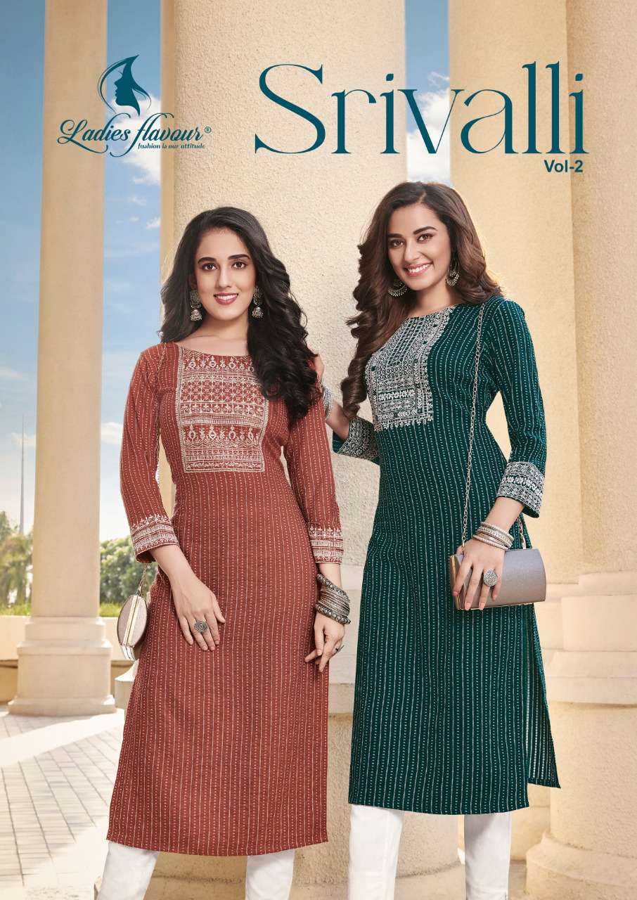 SRIVALLI VOL 2 BY LADIES FLAVOUR BRAND PRESENTS FANCY RAYON VISCOSE WITH EMBROIDERY WITH ORIGNAL MIR...