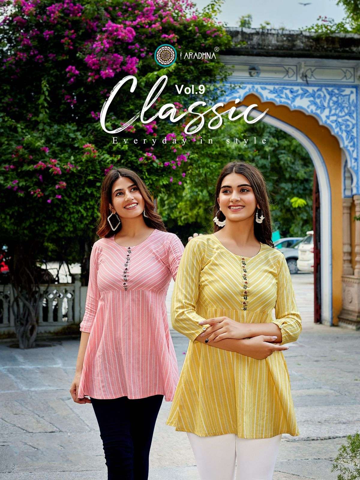 ARADHNA -  CLASSIC VOL 9 - FANCY COTTON WITH WORK SHORT KURTI WHOLESALER AND DEALER