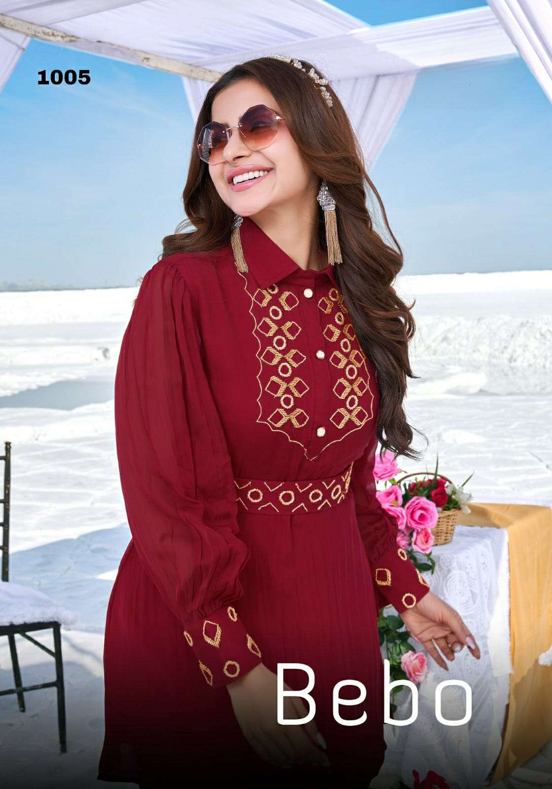BEBO VOL 1 BY S3FOREVER BRAND - PURE VISCOSE ORGANEZA WITH INNER HANDWORK STYLISH DESIGNER  KURTI WI...