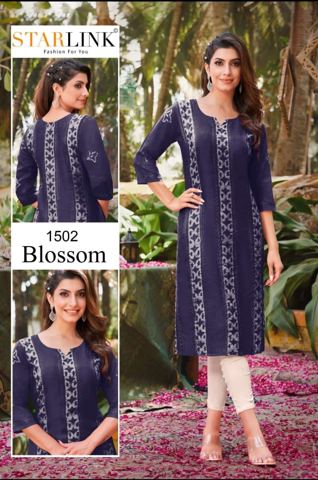 BLOSSOM BY STARLINK BRAND - DYABLE CHANDERI EMBROIDERY WORK WITH  BATIC PRINT FRONT AND BACK WITH IN...