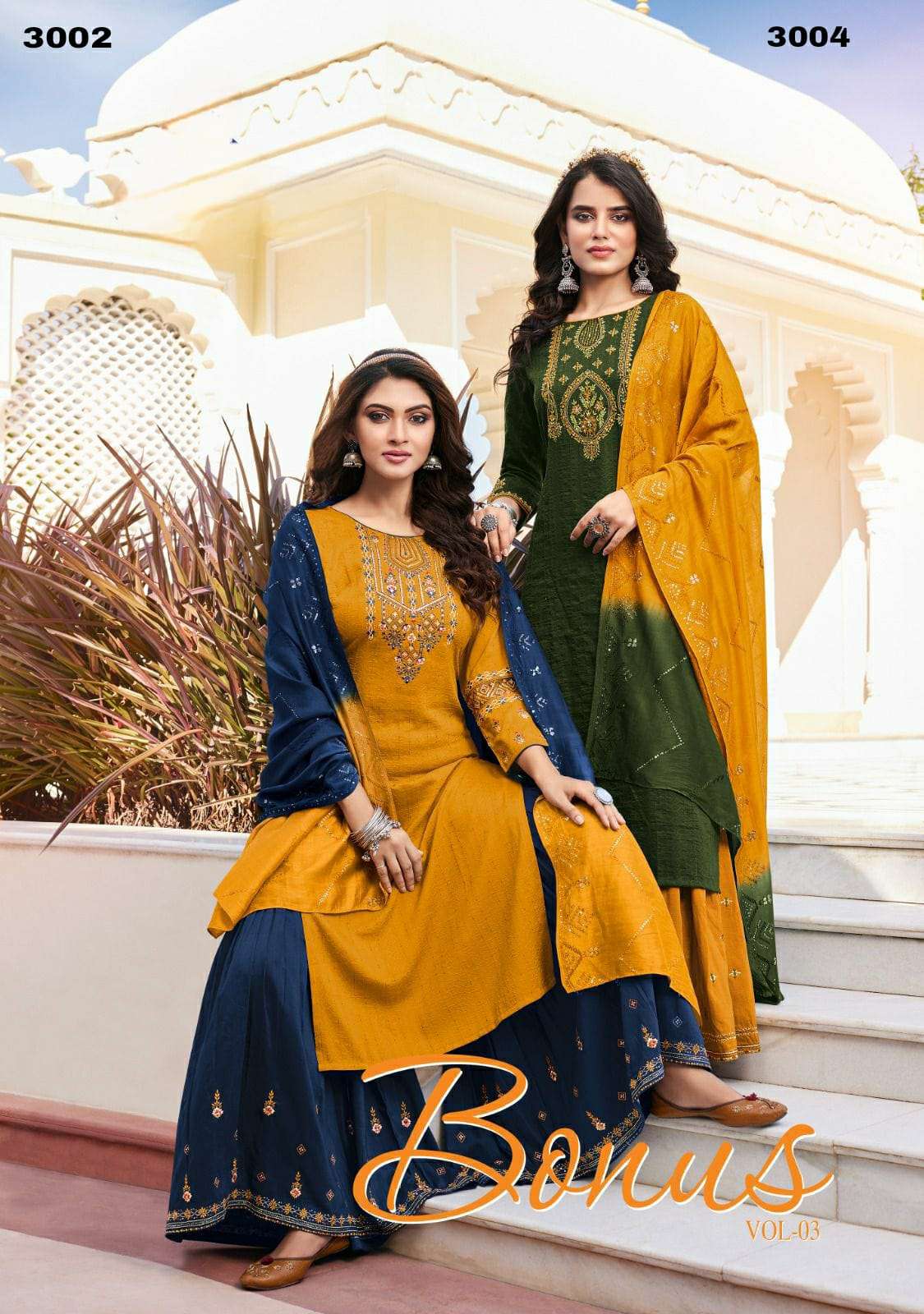 BONUS VOL 3 BY LADIES FLAVOUR BRAND - CHINON WEAVING SEQUNCE EMBROIDERY WORK KURTI WITH CHINON SLUB ...