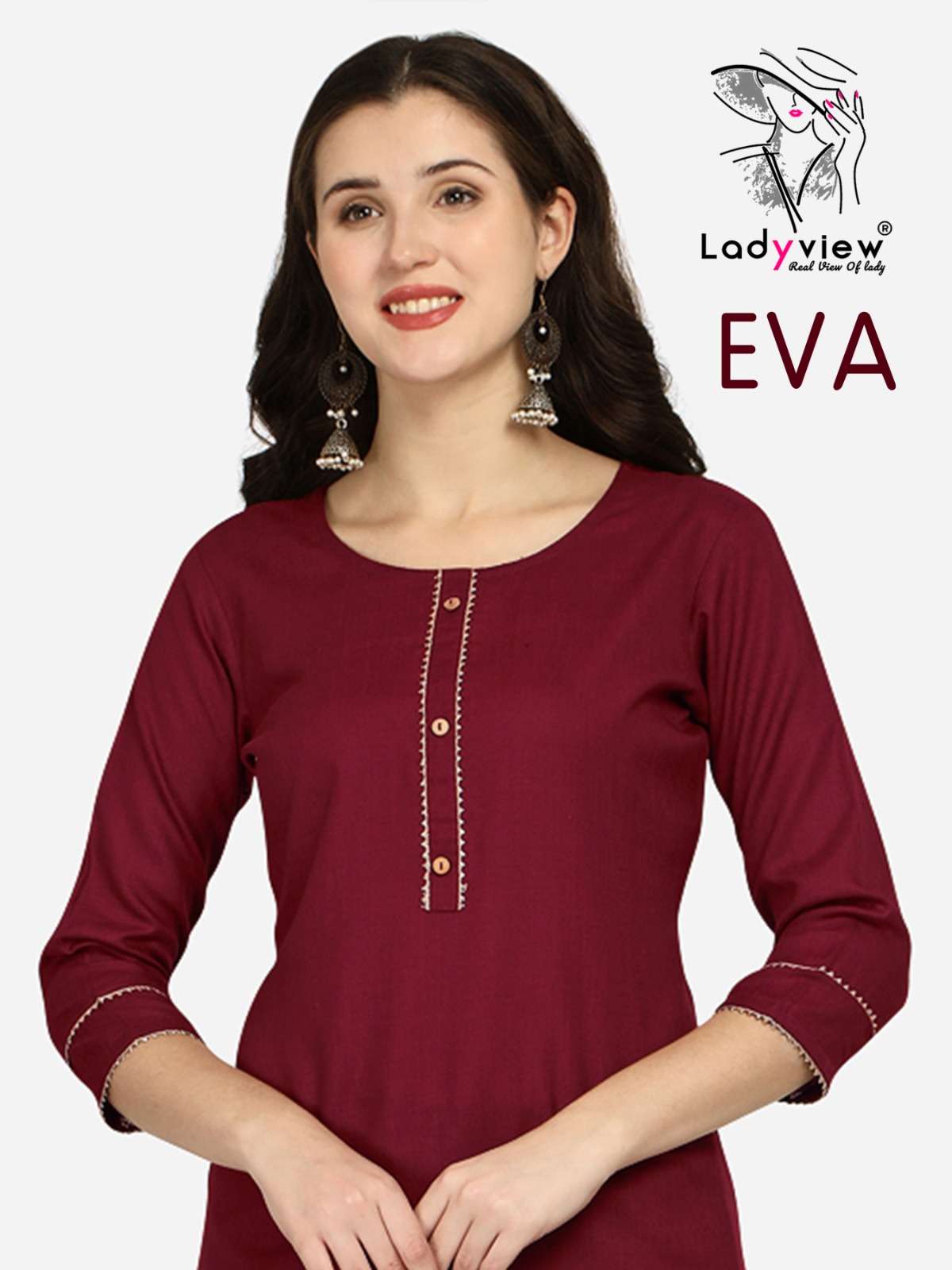 EVA HITS BY LADYVIEW BRAND - HEAVY MAGIC SLUB WITH VALUE ADDED GOTTA PATTI LACE WORK KURTI WITH HEAV...