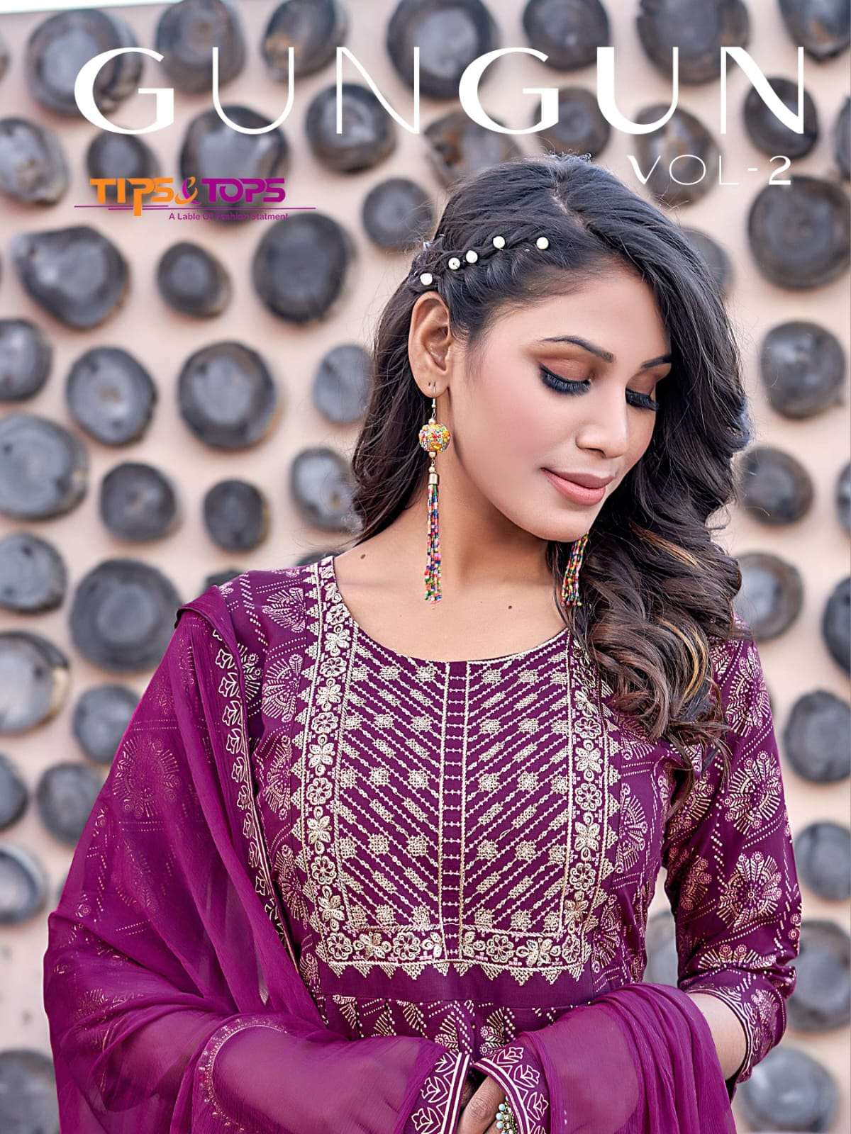 GUNGUN VOL 2 BY TIPS & TOPS BRAND - REYON SLUB 14KG PRINTED NAYRA CUT HEAVY EMBROIDERY WORK KURTI WI...
