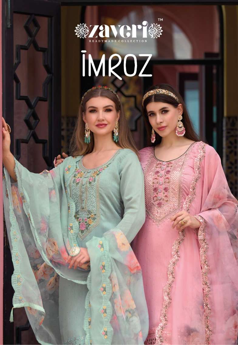  IMROZ BY ZAVERI BRAND - PURE MAHESHWARI VISCOSE SILK HEVEY EMBOIDERY WORK KURTI WITH MAHESHWARI SIL...