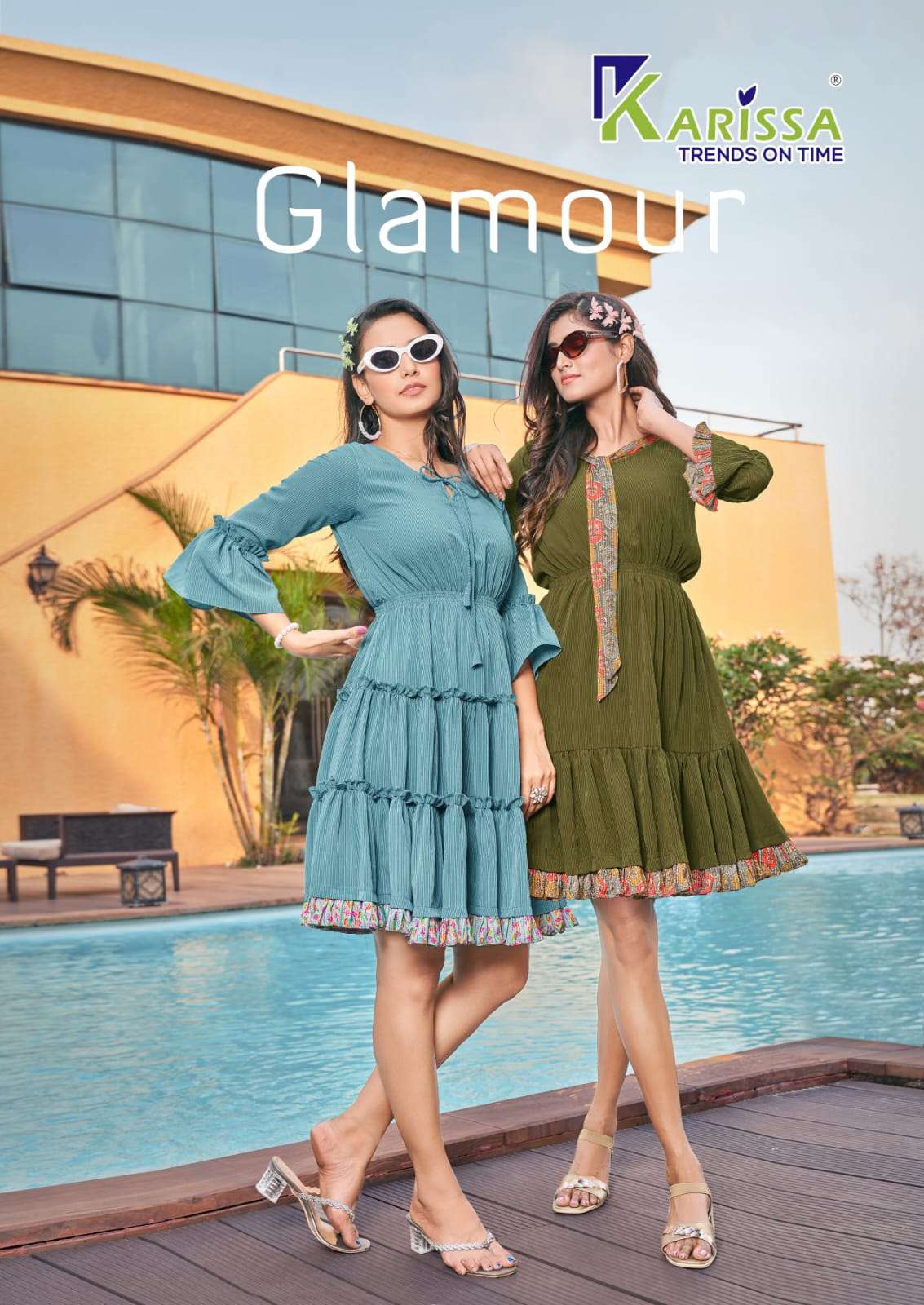 KARISSA -  GLAMOUR -  BEAUTIFUL DESIGNER WESTERN STYLE PRIMIUM PURE CHIFFON SHORT KURTI WHOLSALER AN...